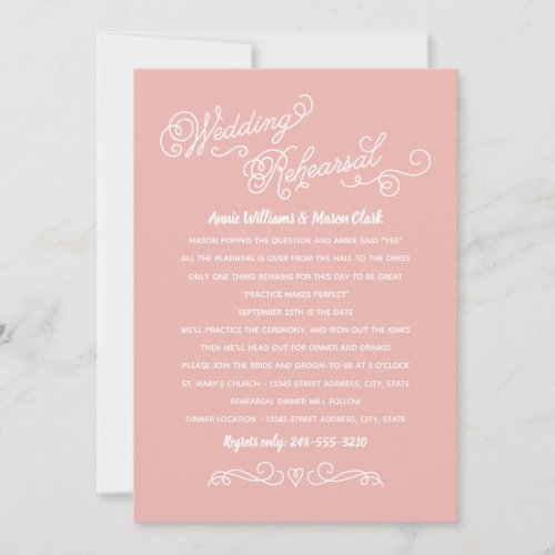 Practice Makes Perfect Blush Pink Rehearsal Dinner Invitation