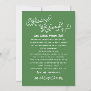 Practice Makes Perfect Green Rehearsal Dinner Invitation