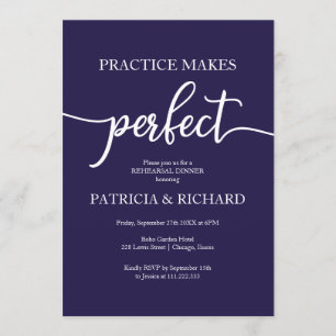 Practice Makes Perfect Navy Blue Rehearsal Dinner Invitation