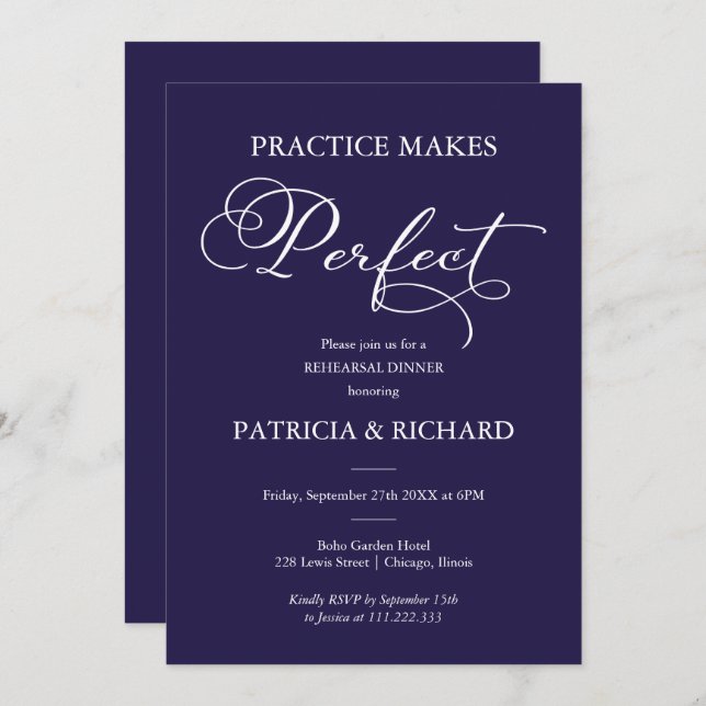 Practice Makes Perfect Rehearsal Dinner Invitation (Front/Back)