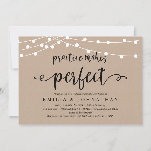 Practice makes Perfect Rustic Rehearsal Dinner Invitation