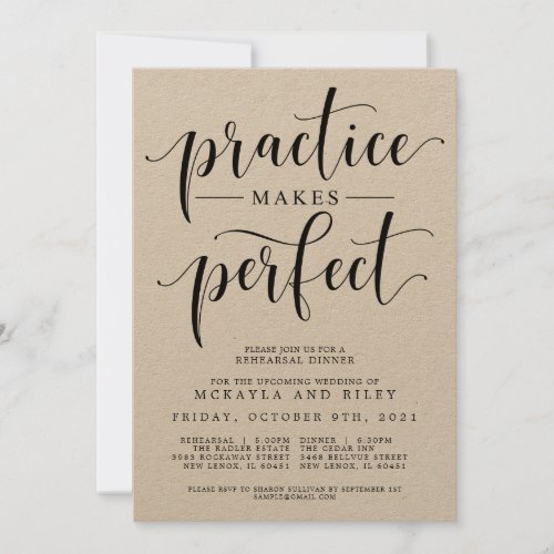 Practice Makes Perfect Wedding Rehearsal Dinner In Invitation
