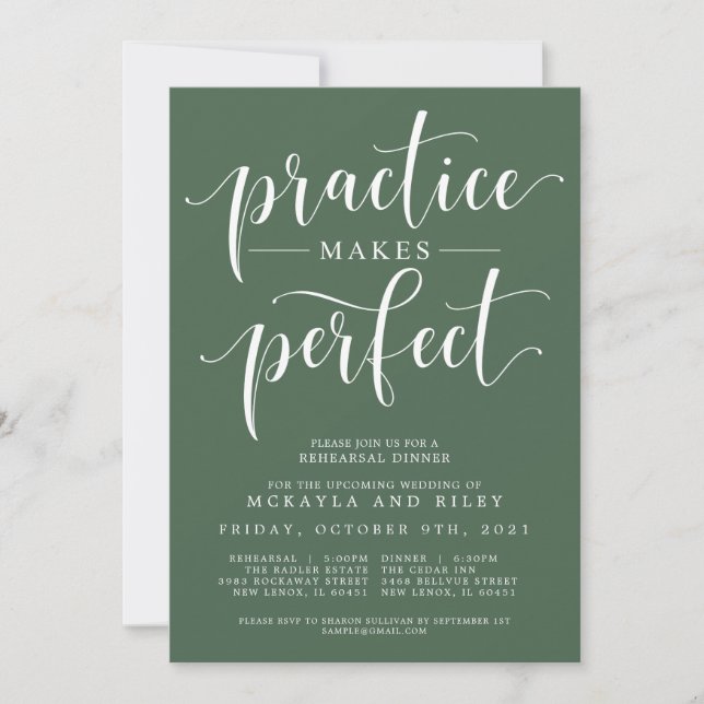 Practice Makes Perfect Wedding Rehearsal Dinner Invitation (Front)