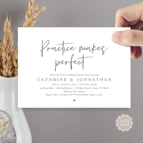 Practice makes perfect Wedding Rehearsal Dinner Invitation