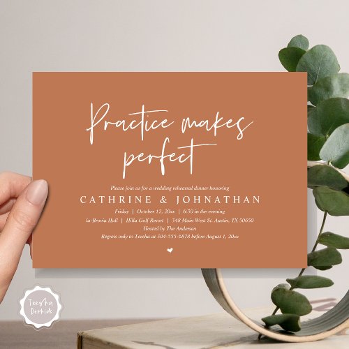 Practice makes perfect Wedding Rehearsal Dinner Invitation