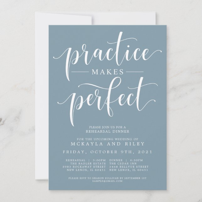 Practice Makes Perfect Wedding Rehearsal Dinner Invitation (Front)