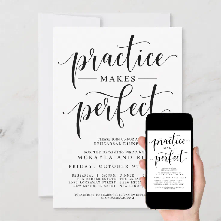 Practice Makes Perfect Wedding Rehearsal Dinner Invitation Zazzle