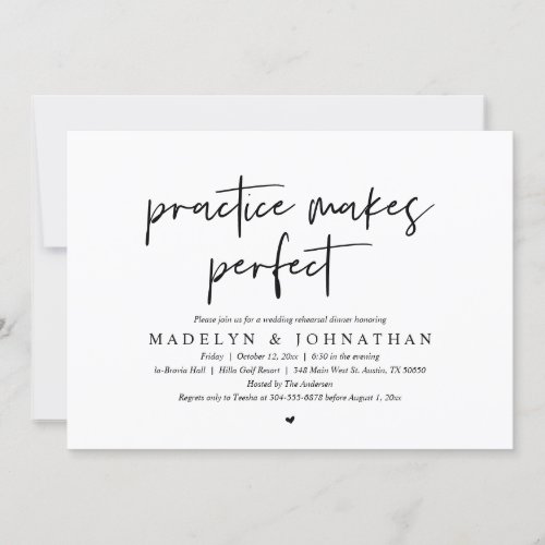 Practice makes perfect Wedding Rehearsal Dinner Invitation