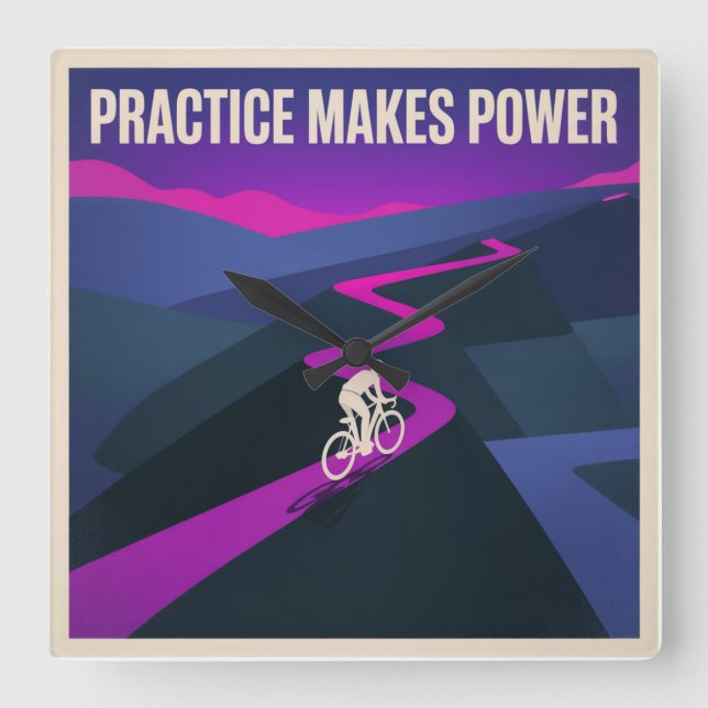 Practice Makes Power Square Wall Clock (Front)
