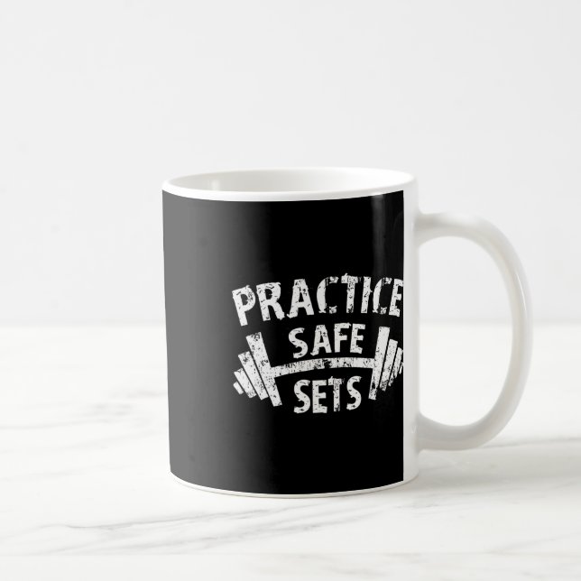 Practice Safe Sets Funny Workout Gym Humor Tee Wei Coffee Mug (Right)