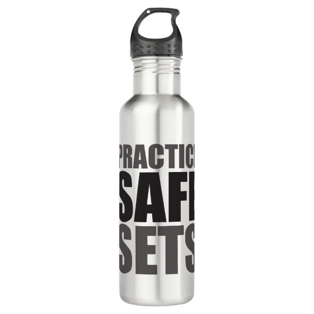 Practice Safe Sets - Lifting Gym Meme Stainless Steel Water Bottle (Front)