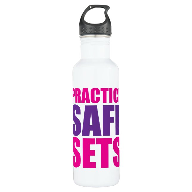 Practice Safe Sets - Lifting Gym Meme Water Bottle (Front)