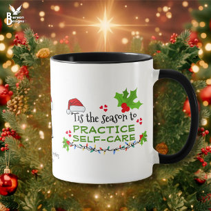 PRACTICE SELF-CARE Christmas Monogram Mug