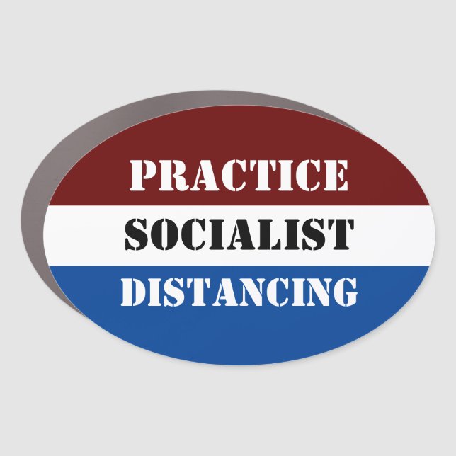 practice socialist distancing car magnet (Front)