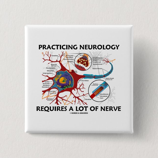Practicing Neurology Requires A Lot Of Nerve Pinback Button (Front)