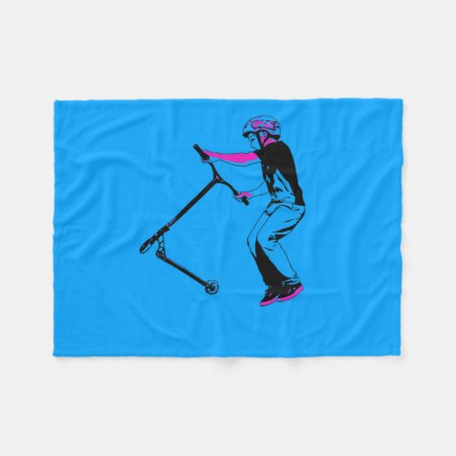 Practicing Scooter Tricks - Scooter Rider Fleece Blanket