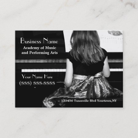 Practicing The Piano In Pretty Dress Business Card