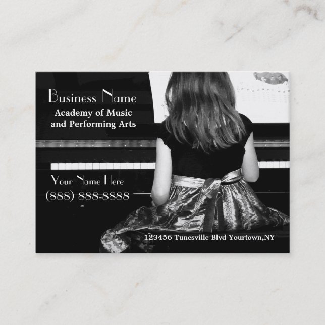 Practicing the Piano in Pretty Dress Business Card (Front)