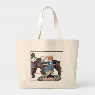 Practicing the Piano Large Tote Bag