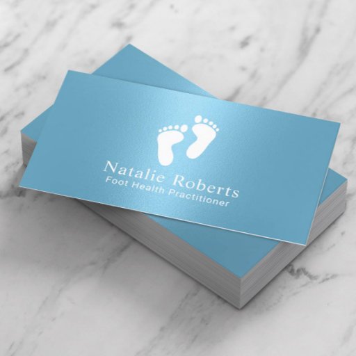 Customizable Practitioner Modern Baby Blue Foot Care Spa Business Card