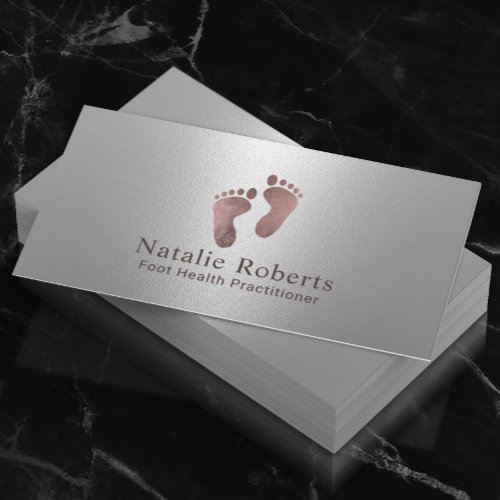 Practitioner Modern Rose Gold Foot Care Silver Spa Business Card