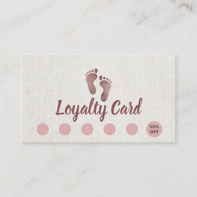 Practitioner Rose Gold Foot Care Elegant Loyalty Card (Front)