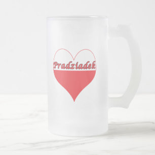 Pradziadek Polish Heart Frosted Glass Beer Mug