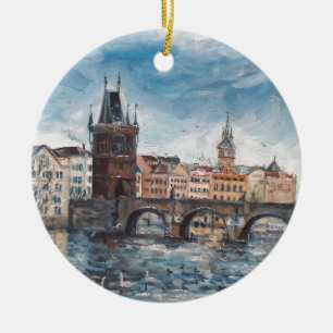 Prag - charles bridge painting ceramic ornament