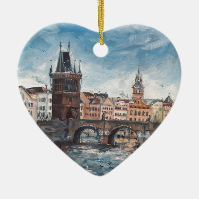 Prag - charles bridge painting ceramic ornament (Front)