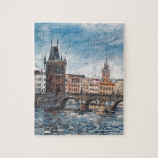 Prag - charles bridge painting jigsaw puzzle
