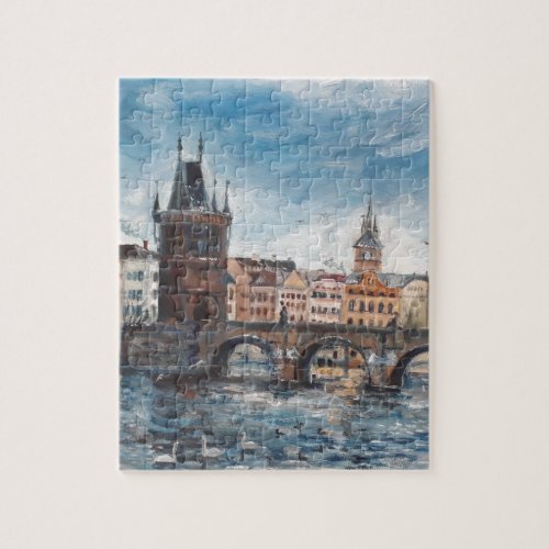 Prag _ charles bridge painting jigsaw puzzle
