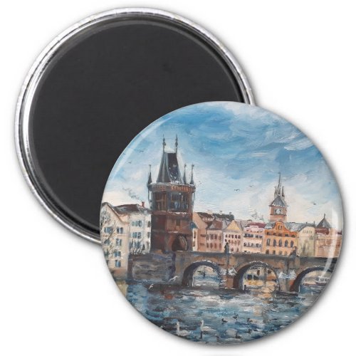 Prag _ charles bridge painting magnet