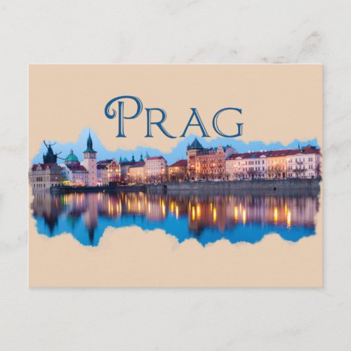 Prag Evening Skyline Postcard