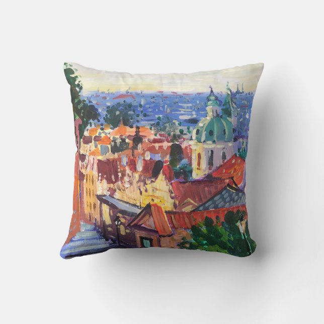 Praga painting throw pillow (Back)