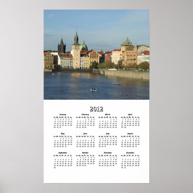 Prague 2012 One Page Calendar Poster (Front)