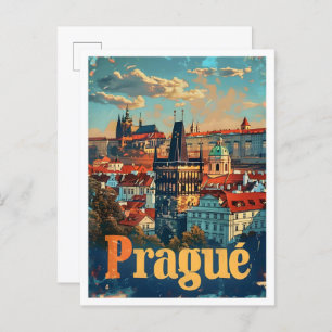 Prague Art Vintage Travel Postcard