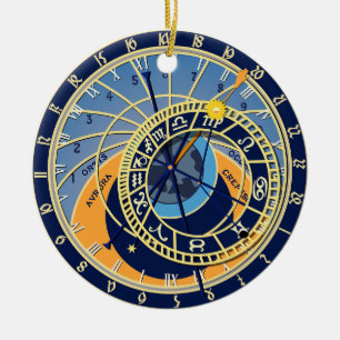 Prague Astrological Clock Ceramic Ornament