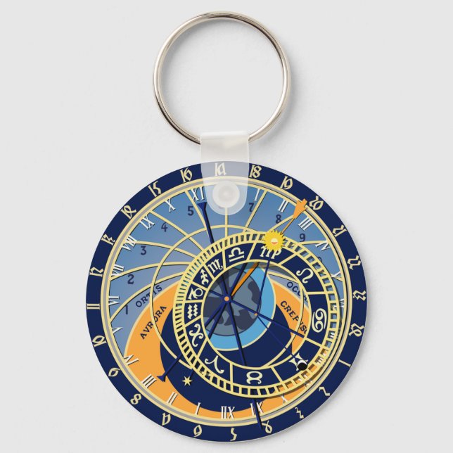 Prague Astrological Clock Keychain (Front)