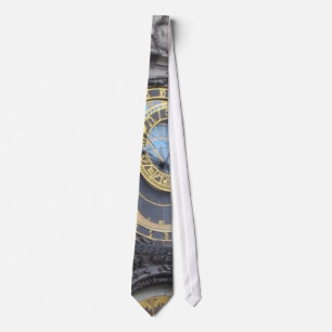 Prague Astronomical Clock In The Old Town Square Neck Tie