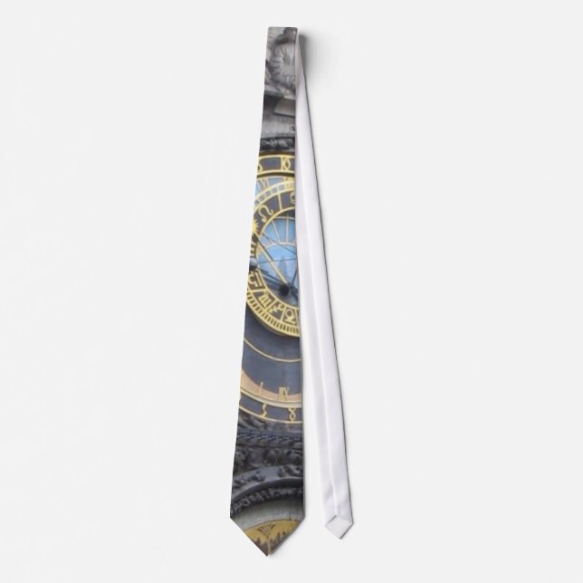 Prague Astronomical Clock In The Old Town Square Neck Tie (Front)
