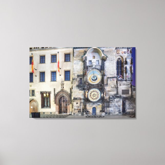 Prague Astronomical Clock Night Canvas (Front)