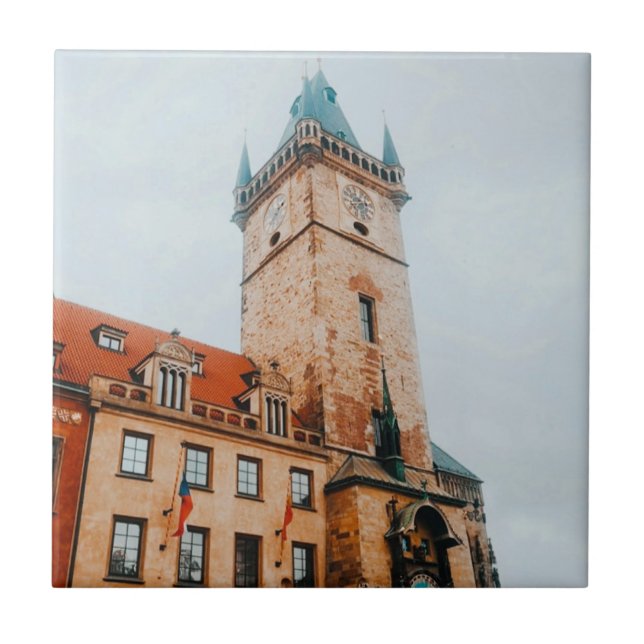 Prague Astronomical Clock, Old Town Square Czechia Ceramic Tile (Front)