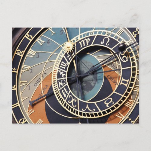 prague astronomical clock postcard