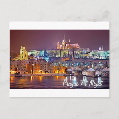 Prague At Night Postcard