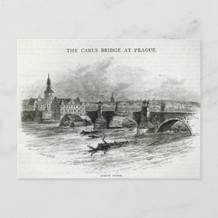 Prague Bridge, from 'Leisure Hour', 1891 Postcard