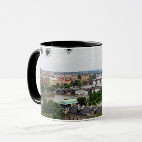 Prague Bridges Panorama Vltava river Czechia Mug