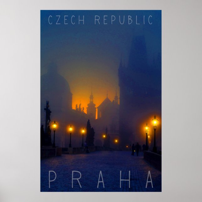 Prague by Night, Praha, Czech Republic Poster (Front)