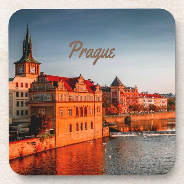 Prague Capital of the Czech Republic Beverage Coaster (Front)