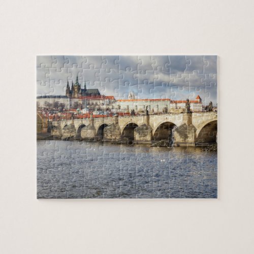 Prague Castle and Charles Bridge souvenir photo Jigsaw Puzzle