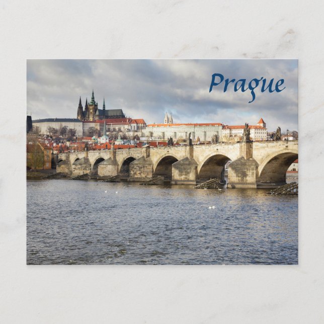 Prague Castle and Charles Bridge souvenir photo Postcard (Front)